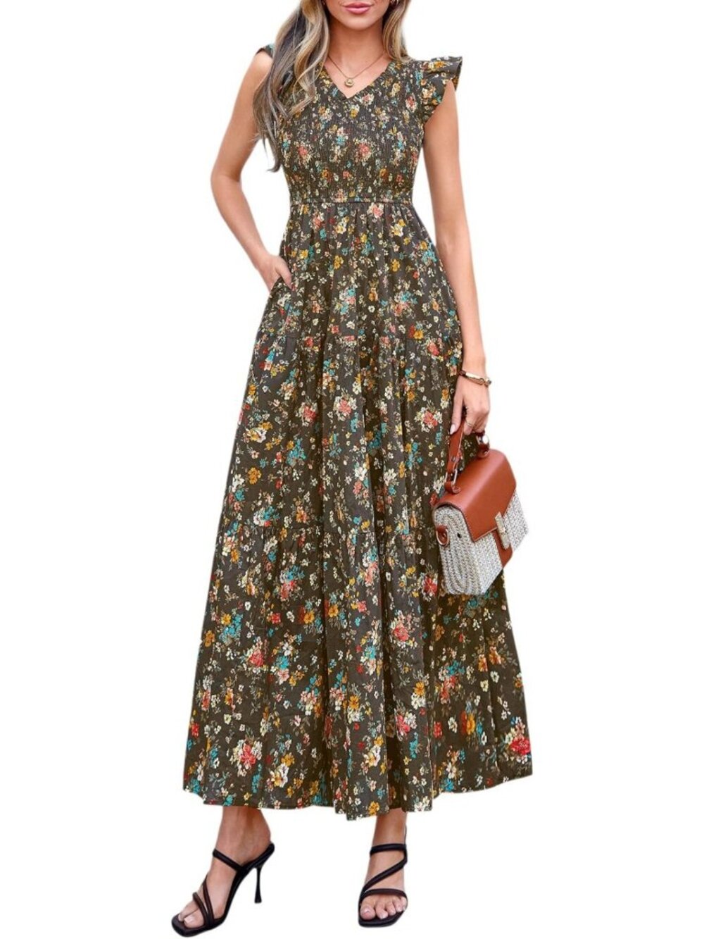 Boho Floral Maxi Dress for Women | Smocked Waist, Summer Fashion, Casual Style